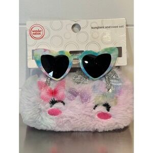 Wonder‎ Nation Sunglasses and Case Set Heart Tie Dye Unicorn Furry